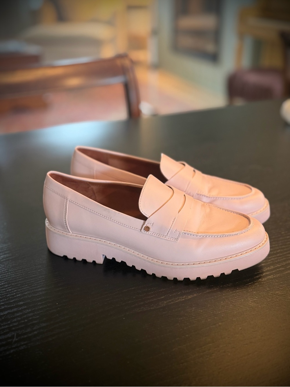 Franco Sarto Women's Pale Pink Lug Sole Penny Loafers